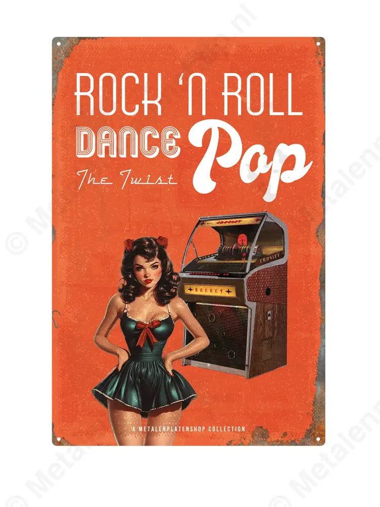 Rock N Roll - Dance Pop - Pin-Up - MPS Collection Rood Metaalbord